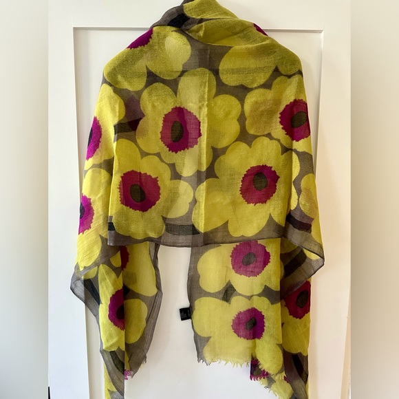 Marimekko Yellow and Pink Floral Scarf - Picture 3 of 5